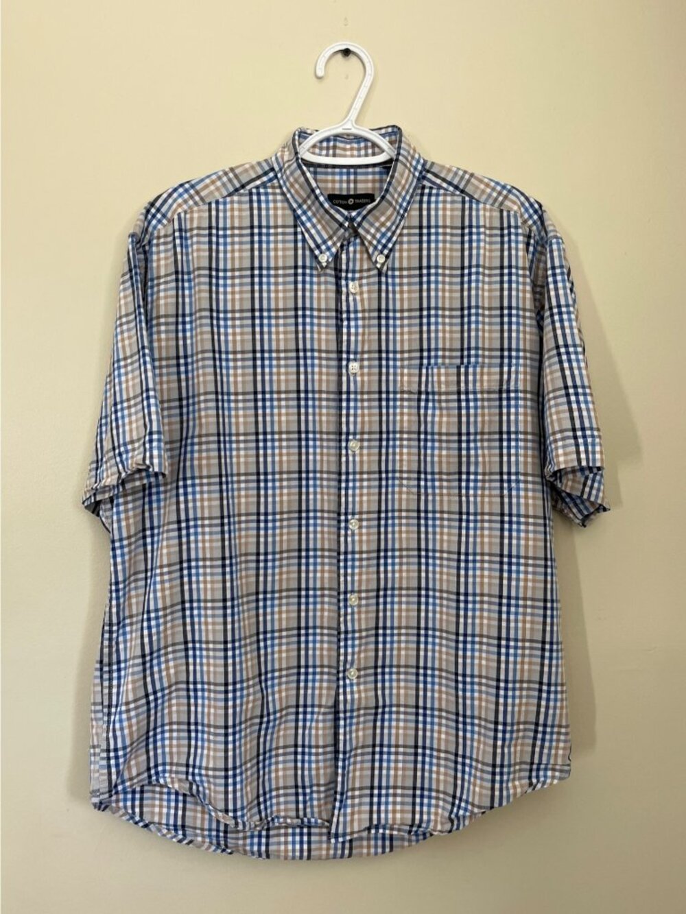 Cotton Traders Mens Medium Short Sleeve Button Up Causal Shirt Striped
